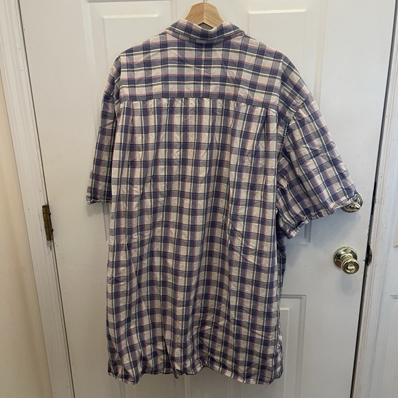 Synrgy Button Up Shirt Mens 4XLT Short Sleeve Blue Pink Plaid - Picture 9 of 10